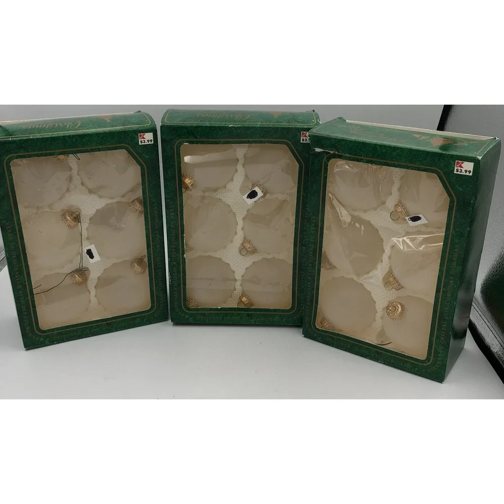 Christmas by Krebs Clear White Ornaments 3 Boxes 18 total Vintage Decorations‎